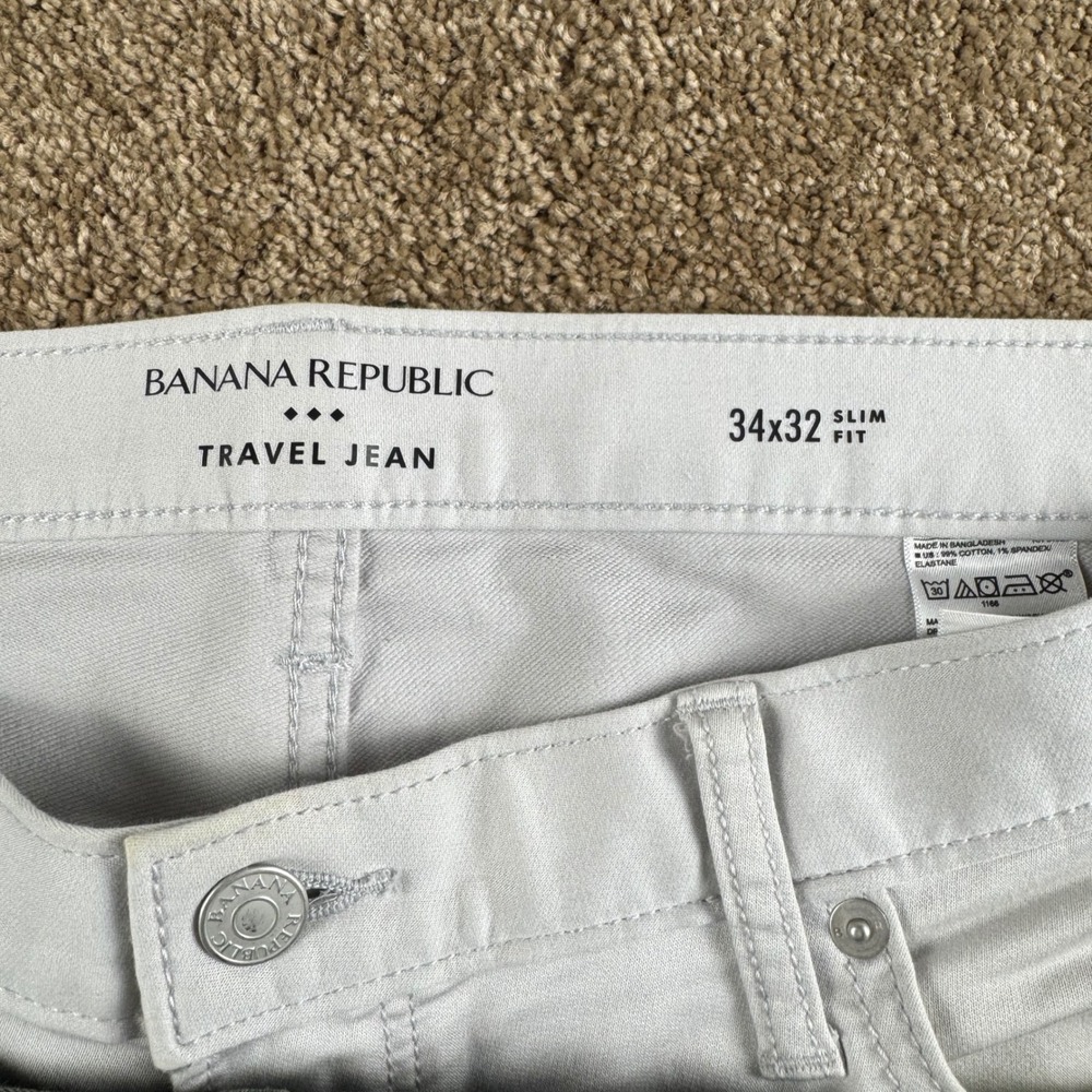 Banana Republic Travel Jean Lot Mens 34x32 Athletic Slim Fit Navy Green Gray 3pk - Picture 4 of 16